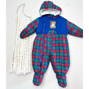 OshKosh B'gosh Kids Plaid Puffer Jacket - Red, Green, Blue